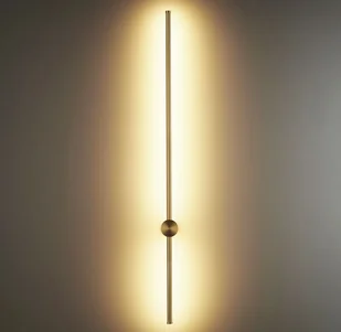 Długi złoty kinkiet Sparo o długości 100 cm do salonu - Lampy ścienne - miniaturka - grafika 1