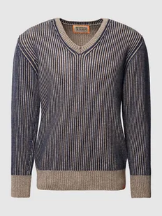 Sweter z dzianiny z dekoltem w serek - Swetry męskie - miniaturka - grafika 1