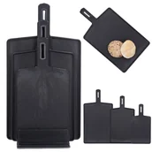 Deski do krojenia - Zestaw 3 desek na stojaku czarne z tworzywa kuchenne deski do krojenia - miniaturka - grafika 1