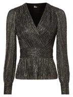 Bluzki damskie - The Kooples Bluzka damska Kobiety srebrny|czarny wypukły wzór tkaniny, 1 - miniaturka - grafika 1