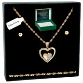 Zestawy biżuterii dla kobiet - ZŁOTY KOMPLET BIŻUTERII ŁAŃCUSZEK SINGAPUR + SERCE + KOLCZYKI KULECZKI 60CM - miniaturka - grafika 1