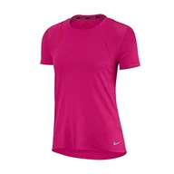 Koszulki i topy damskie - Nike Damska koszulka W Nk Run Top Ss czerwony Fireberry/Fireberry/(Reflective Silv) XS - miniaturka - grafika 1