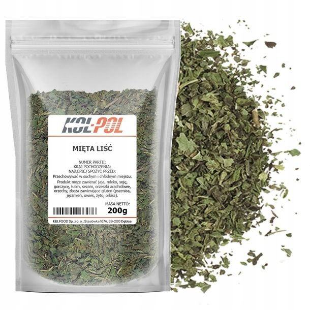 MIĘTA ZIELONA 200g Liść mięty suszona naturalna herbata ziołowa Kol-Pol