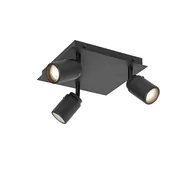 Lampy sufitowe - QAZQA Nowoczesny spot czarny kwadratowy 3-punktowy IP44 - Ducha - miniaturka - grafika 1