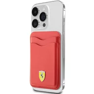 Plecaki - Ferrari Wallet Card Slot FEWCMRSIR czerwony/red MagSafe Leather 2023 Collection - miniaturka - grafika 1