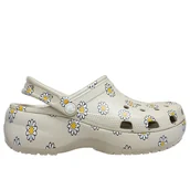 Klapki i japonki damskie - Klapki damskie Crocs Classic Platform Floral Clog 212668-1WY - szare - miniaturka - grafika 1