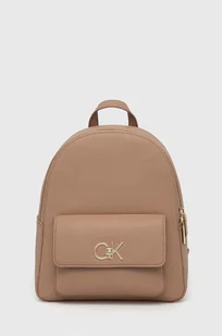 Calvin Klein plecak damski kolor beżowy mały gładki - Plecaki - miniaturka - grafika 1