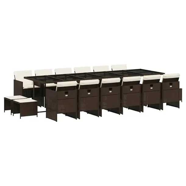 Zestaw mebli ogrodowych brązowo-czarnych, 330 x 106 x 73 cm, rattan PE