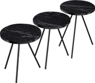Ławy i stoliki kawowe - [en.casa] Zestaw stolików bocznych Ølgod stolik kawowy zestaw 3 stolików do salonu o wyglądzie czarnego marmuru z okrągłym blatem i metalowymi nogami stolik kawowy - miniaturka - grafika 1