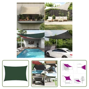 The Living Store Żagiel przeciwsłoneczny - 160 g/m² - ciemnozielony - 3x4 -5 m - HDPE - Żagiel Ogrodowy - Parasole ogrodowe - miniaturka - grafika 1