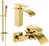 Zestawy baterii łazienkowych - Mexen Aries DQ77 zestaw wannowy, złoty - 744803DQ77-50 - miniaturka - grafika 1