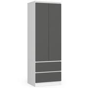 Szafy - Szafa STAR S 60 cm 2 drzwi 2 szuflady - biała-grafit szary - miniaturka - grafika 1