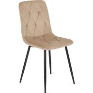 Krzesła - Krzesło Tapicerowane Welurowe Do Jadalni Salonu Kuchenne Loft Beżowe ROBIN - miniaturka - grafika 1