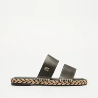 Klapki i japonki damskie - TOMMY HILFIGER TH LEATHER FLAT ESP SANDAL - Tommy Hilfiger - miniaturka - grafika 1