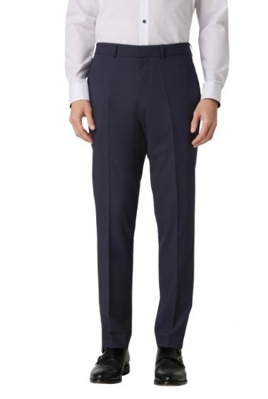 S.OLIVER GRANATOWE ELEGANCKIE SPODNIE WEŁNIANE W KANT 36 J5A