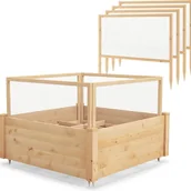 Donice - Drewniany Ogródek Warzywny z Ogrodzeniem z Siatki Przeciw Zwierzętom i Otwartą Podstawą – Donica z Regulowanymi Strefami do Ogrodu/Balkonu/Tarasu - miniaturka - grafika 1