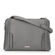 Torebki damskie - Damska torebka crossbody dwukomorowa szaro - srebrna - miniaturka - grafika 1