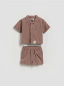 Komplety dla niemowląt - Reserved - Komplet z domieszką lnu - brązowy - miniaturka - grafika 1