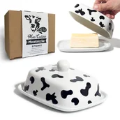 Pozostałe akcesoria kuchenne - Łaciata Biała MASELNICZKA CERAMICZNA z Pokrywką - miniaturka - grafika 1