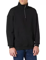 Swetry męskie - Urban Classics Męska bluza Organic Cotton Basic Troyer z zamkiem błyskawicznym i stójką, sweter dla mężczyzn w rozmiarach S - 5XL, czarny, 4XL - miniaturka - grafika 1