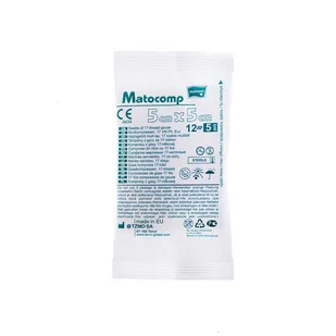 MATOCOMP Kompresy z gazy 17-nitkowej jałowe 12-warstwowe 5x5cm-5 szt. - Apteczki i materiały opatrunkowe - miniaturka - grafika 1
