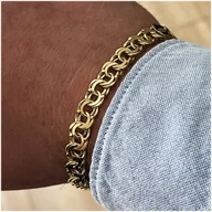 Bransolety męskie - ELEGANCKA BRANSOLETKA ZŁOTA MĘSKA GARIBALDI 22cm/8mm SREBRO 925/585 PREZENT - miniaturka - grafika 1