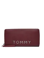 Portfele - Tommy Jeans Duży Portfel Damski AW0AW16485 Bordowy - miniaturka - grafika 1