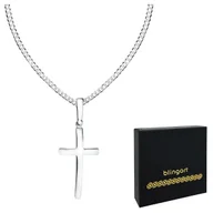 Bransoletki - Srebrny krzyżyk gładki z łańcuszkiem PANCERKA sreb - miniaturka - grafika 1