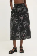 Spódnice - Desigual spódnica NANNING kolor czarny midi rozkloszowana 24WWFW24 - miniaturka - grafika 1