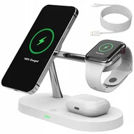 Ładowarki do telefonów - Ładowarka indukcyjna do IPHONE 11 12 13 14 15 APPLE WATCH magsafe 5w1 15W ZHX-WA27 BIAŁA - miniaturka - grafika 1