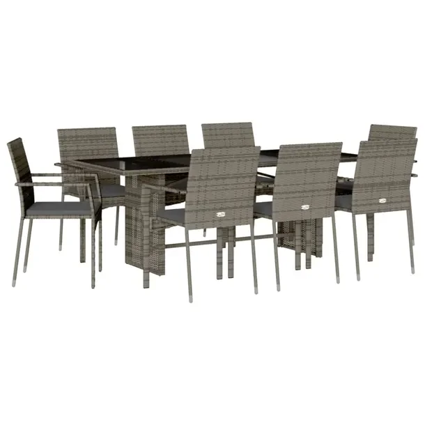 Zestaw Mebli Ogrodowych Rattan PE, Stal, Szkło Hartowane, Szary 190x80x74