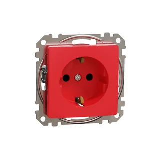 Schneider Gniazdo z/u Schuko z przesłonami SEDNA Design & Elements czerwone - Gniazdka elektryczne - miniaturka - grafika 1