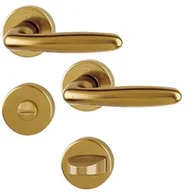 Klamki - Verona - Klamka drzwiowa na szyldzie okrągłym z aluminium, wersja WC, kolor starego złota F4 - miniaturka - grafika 1