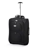 Walizki - KEPLIN Lekka torba podróżna z dopuszczeniem do kabiny na kółkach lekka walizka na kółkach zatwierdzona torba podróżna walizka, Podwójny czarny, 34cm, Czarny - miniaturka - grafika 1
