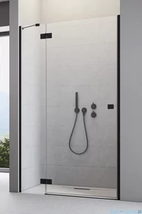 Radaway Essenza Black Dwj drzwi wnękowe 90cm lewe szkło przejrzyste 1385013-54-01L - Ścianki i drzwi prysznicowe - miniaturka - grafika 1