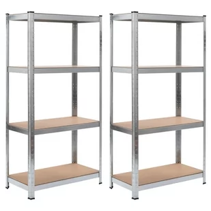 Regały magazynowe, 2 szt., srebrne, 80x40x160 cm, stal i MDF - Szafy i regały magazynowe - miniaturka - grafika 1