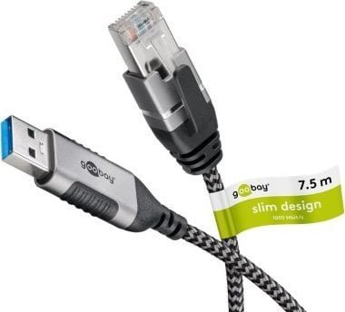 Goobay Kabel Ethernet USB-A 3.0 do RJ45, Slim, 7,5 m - Długość kabla 7.5 m