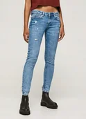 Spodnie damskie - Pepe Jeans Rurki Damskie z Przetarciami Jeansowe 26/30 1z8d4_c* T4a - miniaturka - grafika 1