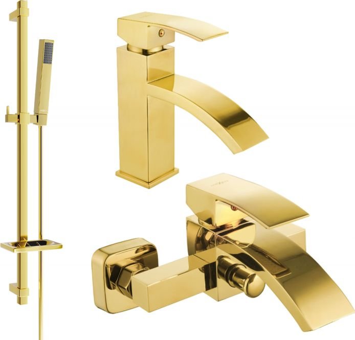 Mexen Libra DQ77 zestaw wannowy, złoty - 745103DQ77-50