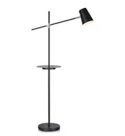 Lampy stojące - Markslojd Stojąca LAMPA podłogowa LINEAR 107307 metalowa OPRAWA z półką do salonu czarna 107307 - miniaturka - grafika 1