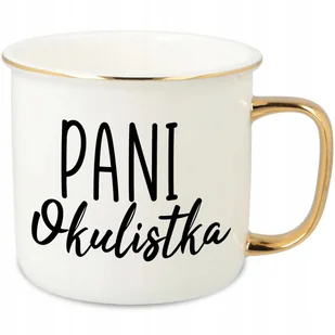 KUBEK UCHO RANT ZŁOTY PORCELANOWY RETRO 280ML PREZENT DLA PANI OKULISTKA WZ - Kubki - miniaturka - grafika 1