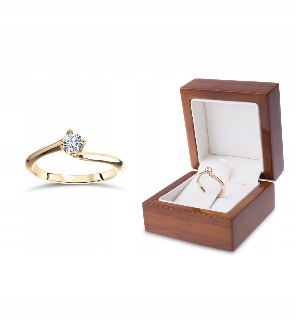 PIĘKNY KLASYCZNY ZŁOTY PIERŚCIONEK ZARĘCZYNOWY Z BRYLANTEM 14KT 585