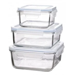 Glasslock Pojemniki kwadratowe niebieskie, 3 szt. - Pojemniki kuchenne - miniaturka - grafika 1