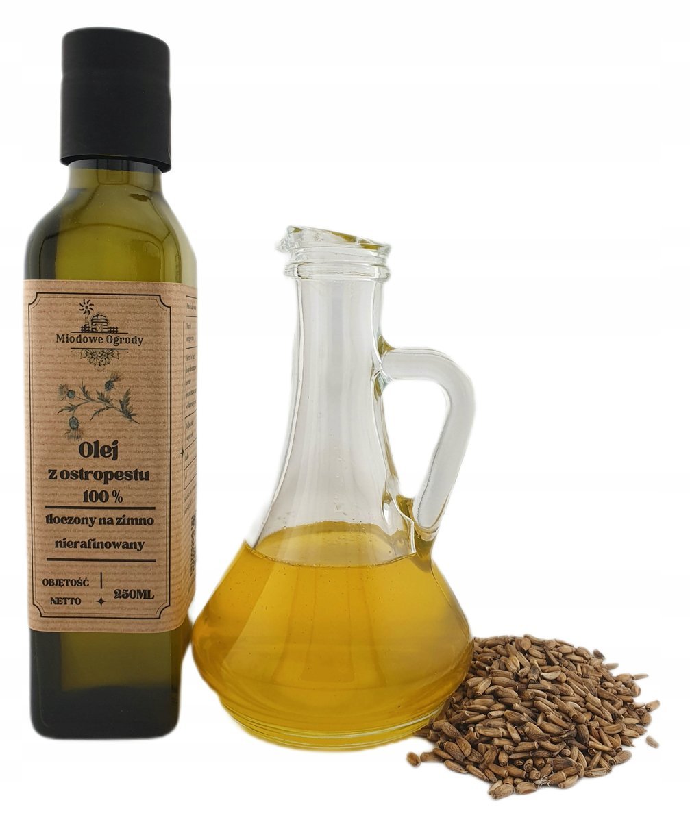 Olej z ostropestu 250 ml świeży tłoczony na zimno miodowe ogrody producent