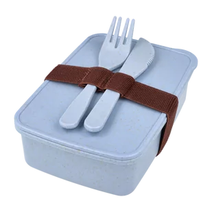 LunchBox ze sztućcami Niebieski 16 x 11 x 5cm - Zdrowa żywność - miniaturka - grafika 1