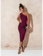 Sukienki - Dopasowana sukienka na jedno ramię DAYA - śliwkowa - miniaturka - grafika 1