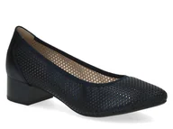 Czółenka - Czółenka damskie skórzane na obcasie granatowe tęgość H Caprice 22501-36 - miniaturka - grafika 1