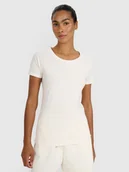 Koszulki i topy damskie - 4F T-shirt slim z nadrukiem damski - biały L - miniaturka - grafika 1