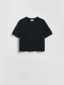 Swetry damskie - Reserved - Wełniany kardigan - czarny - miniaturka - grafika 1