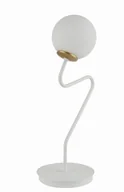 Lampy stojące - Sigma biało-złota lampka nocna z okrągłym kloszem ZIGZAG 50269 biała lampa stołowa złote dodatki do sypialni 50269 - miniaturka - grafika 1